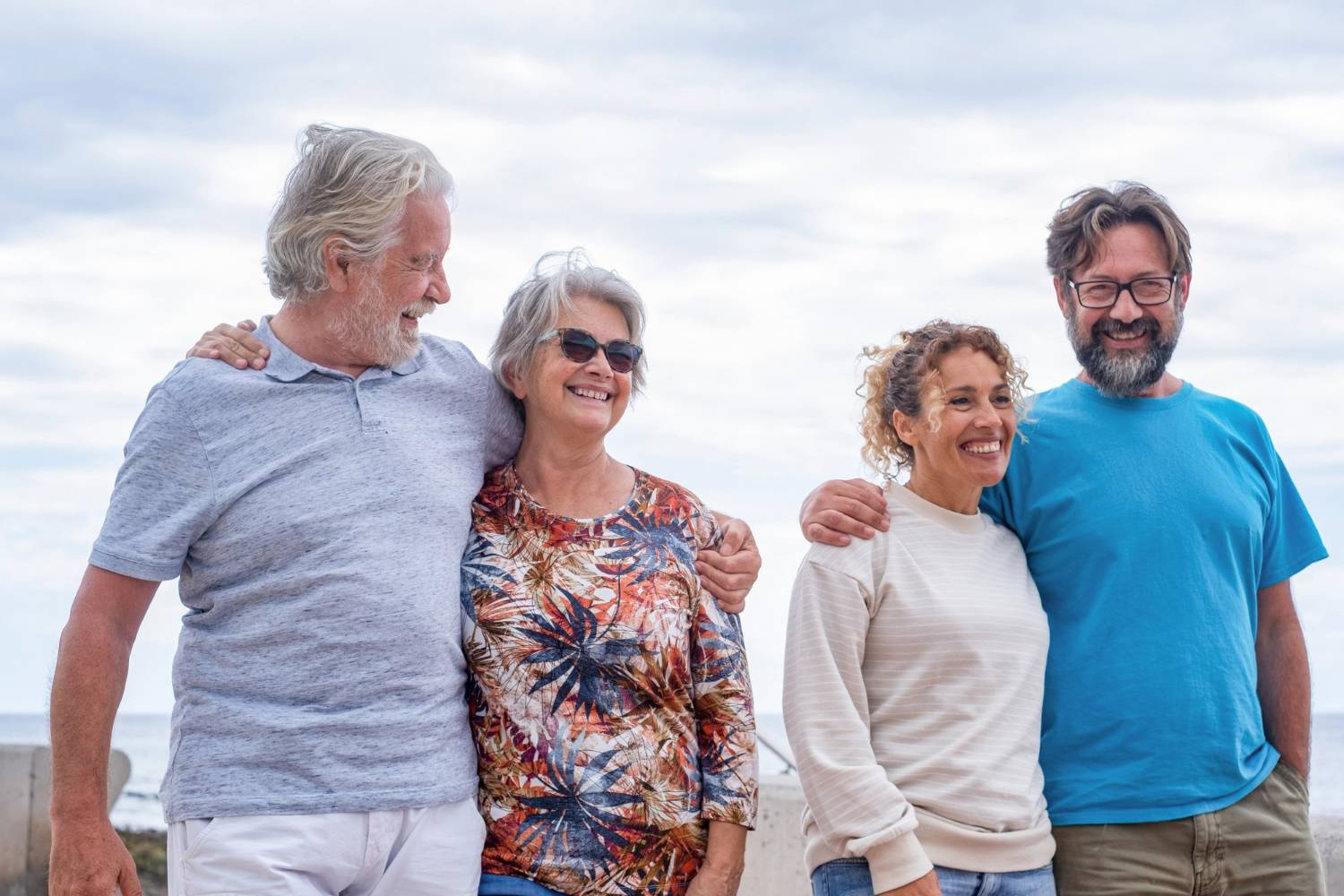 Multi generations family walking together in outdoor smiling carefree